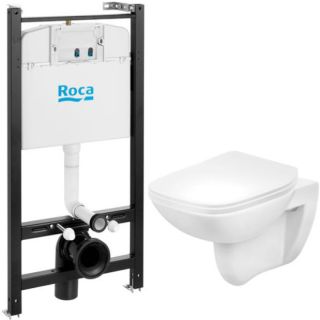 Комплект унитаза с инсталляцией Roca Debba Rimless 893104970 с сиденьем SoftClose без клавиши смыва